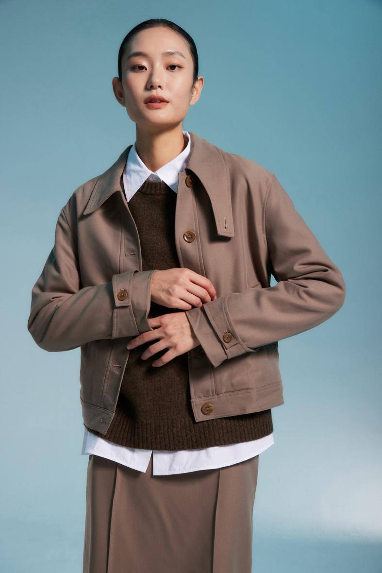 Grossiste Smart and Joy - Blouson court à col boutonné