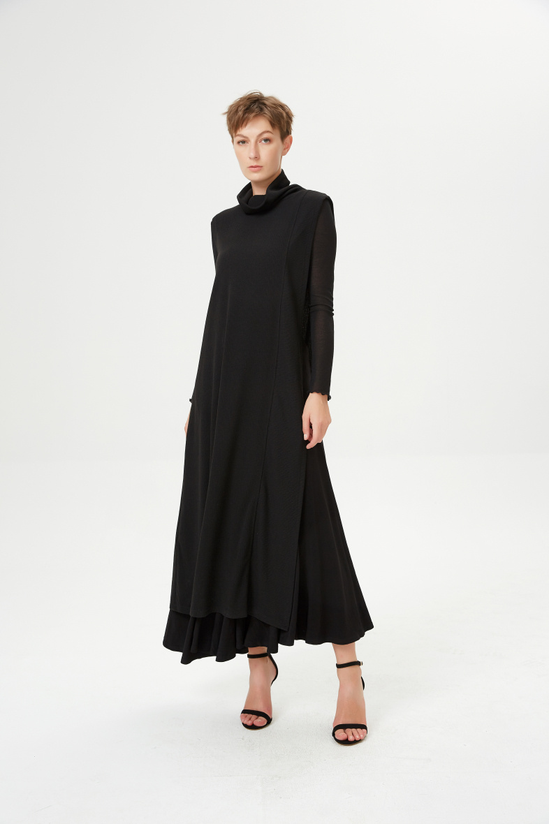 Mayorista Smart and Joy - Vestido tipo capa de punto con paneles en capas