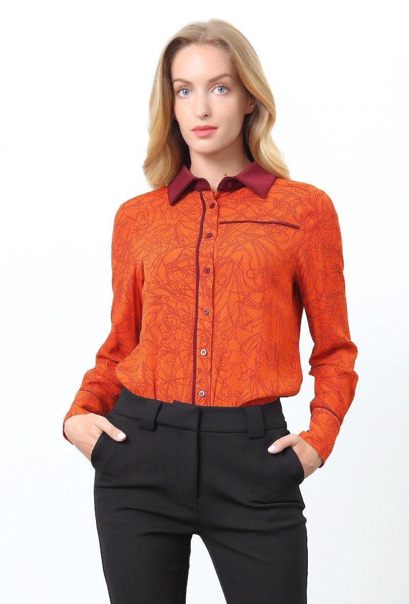 Wholesaler Smart and Joy - Bias and linear floral print shirt