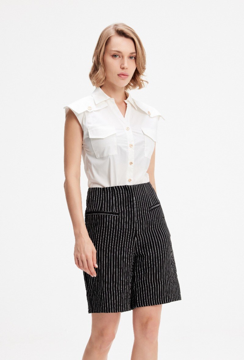 Mayorista Smart and Joy - Camisa sin mangas con solapas en los hombros