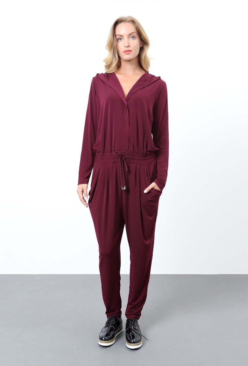 Wholesaler Smart and Joy - Sporty long-sleeved hooded jumpsuit