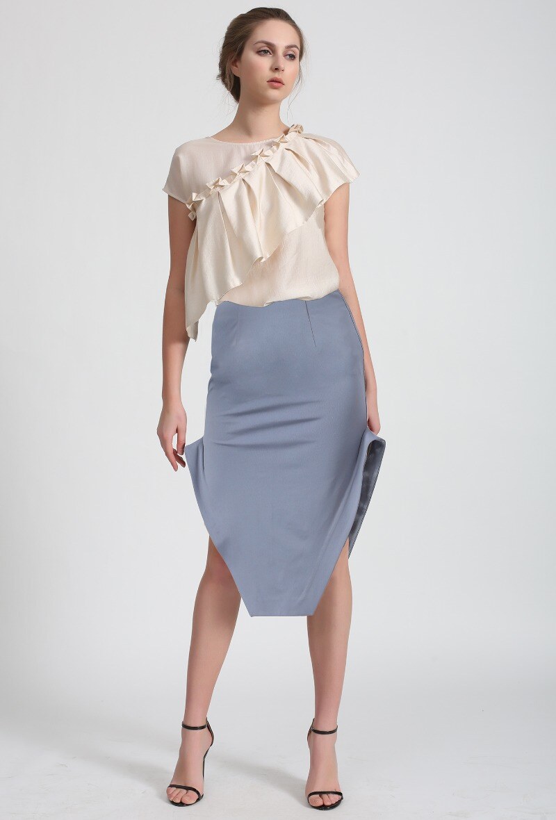 Wholesaler Smart and Joy - High side slits pencil skirt