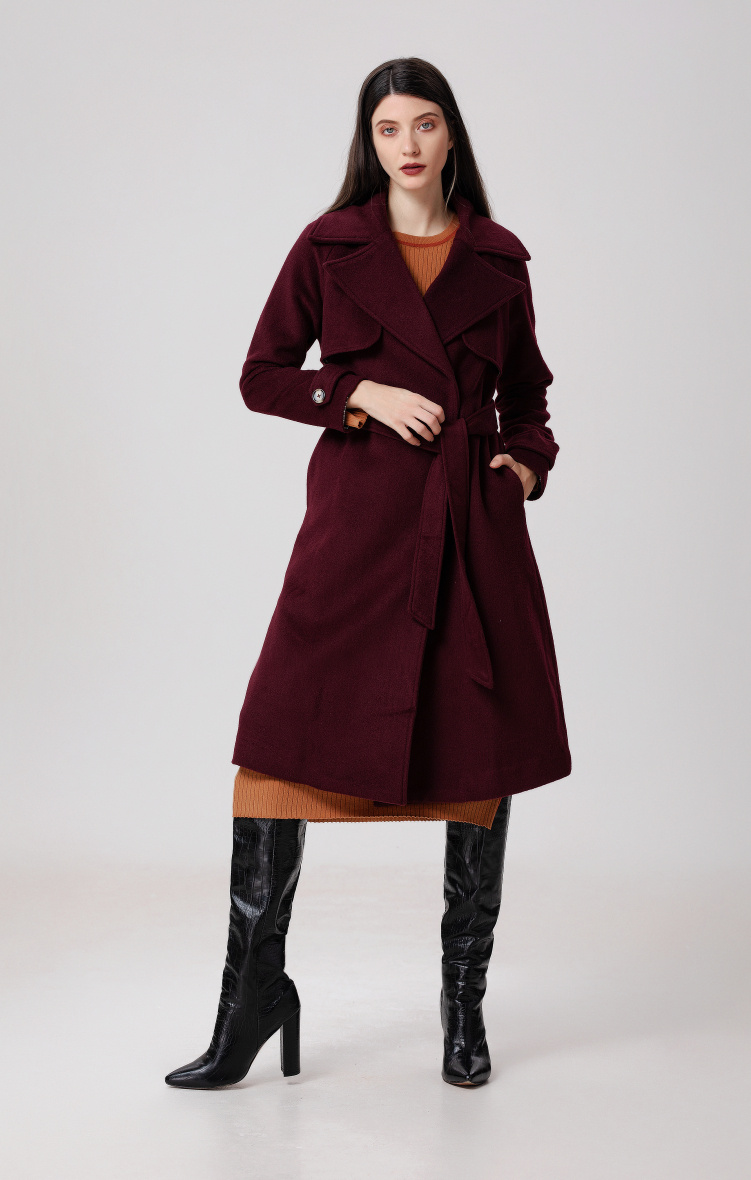 Grossiste Smart and Joy - Manteau en laine à larges bas-volets