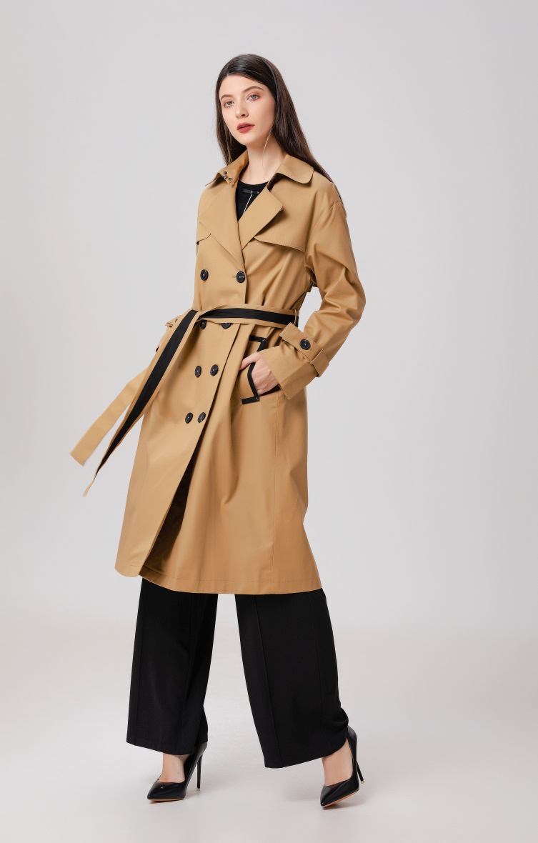 Grossiste Smart and Joy - Manteau trench à détails contrastés