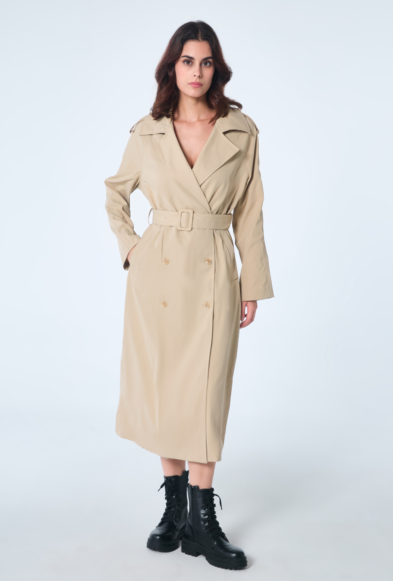 Grossiste Smart and Joy - Manteau trench classique avec un bas-volet