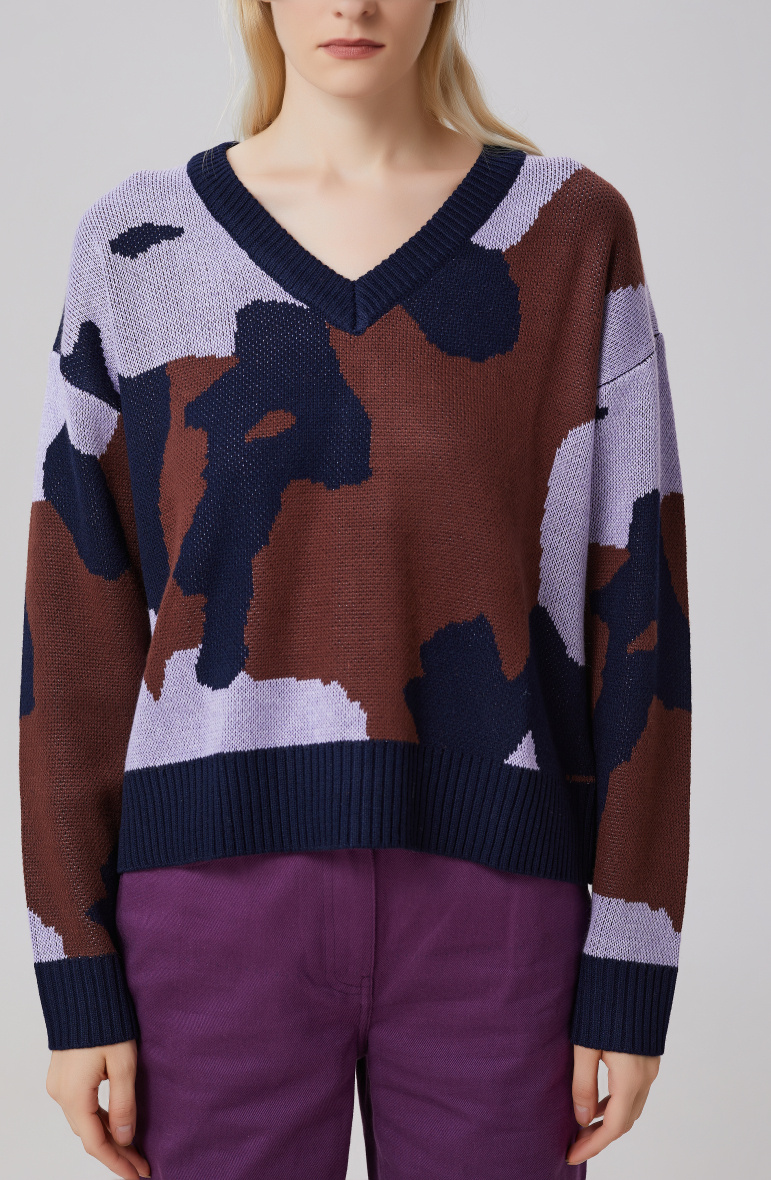 Grossiste Smart and Joy - Pull col V à motif abstrait