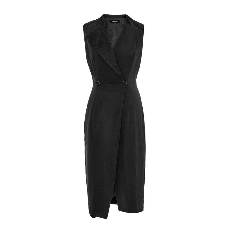 Wholesaler Smart and Joy - Tailor wrap effect dress with topstitched collar