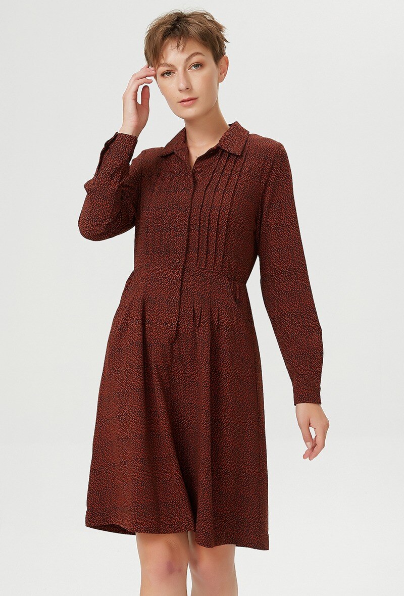 Wholesaler Smart and Joy - Shirt dress with 'religious pleats' at the bust and liberty micro print