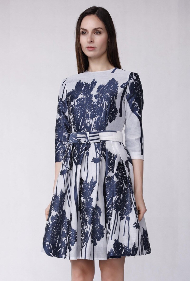 Wholesaler Smart and Joy - Fit and Flare Cocktail Dress with Embroidered Pattern
