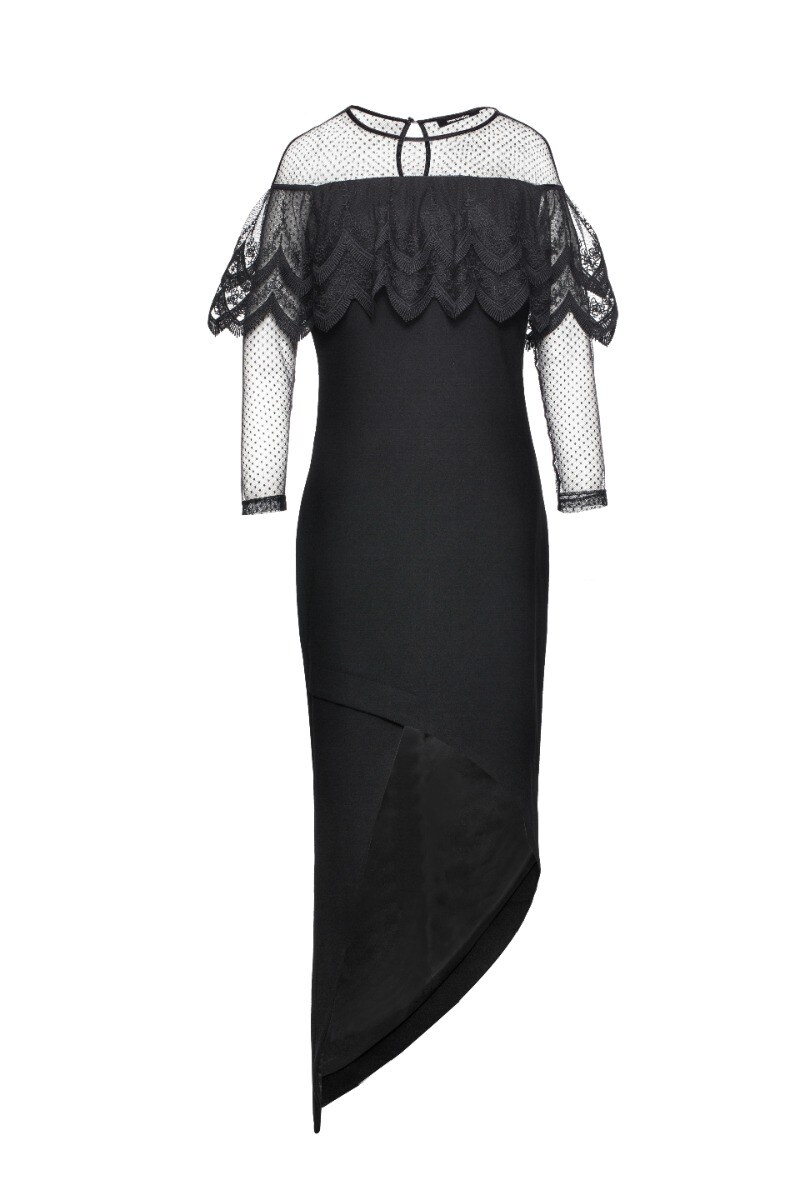 Grossiste Smart and Joy - Robe cocktail ajustée en jersey gainant, tulle et dentelle