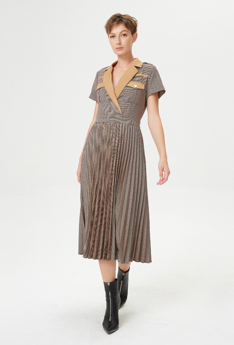 Wholesaler Smart and Joy - Prince of Wales check pleated dress
