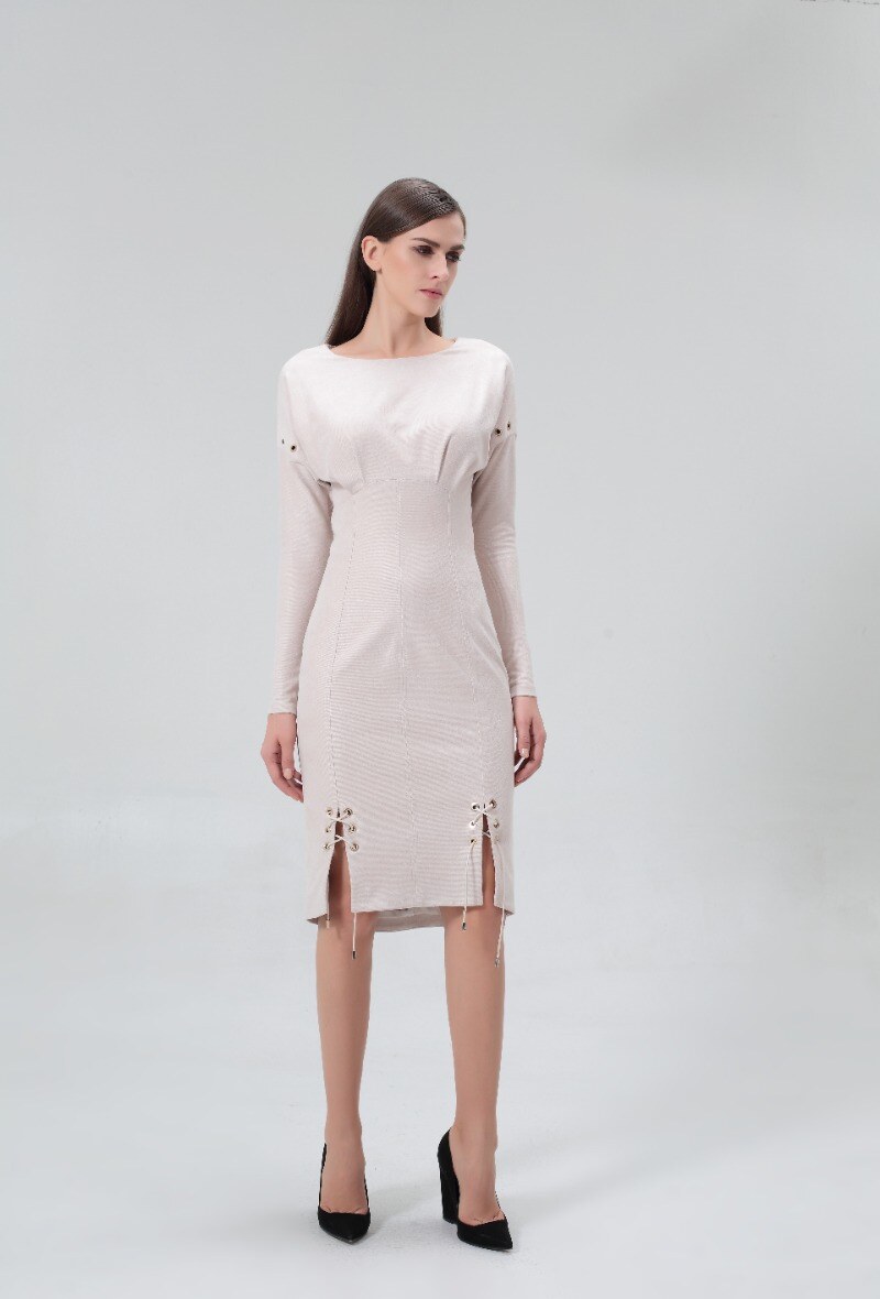Wholesaler Smart and Joy - Sheath dress with lacing at the hem