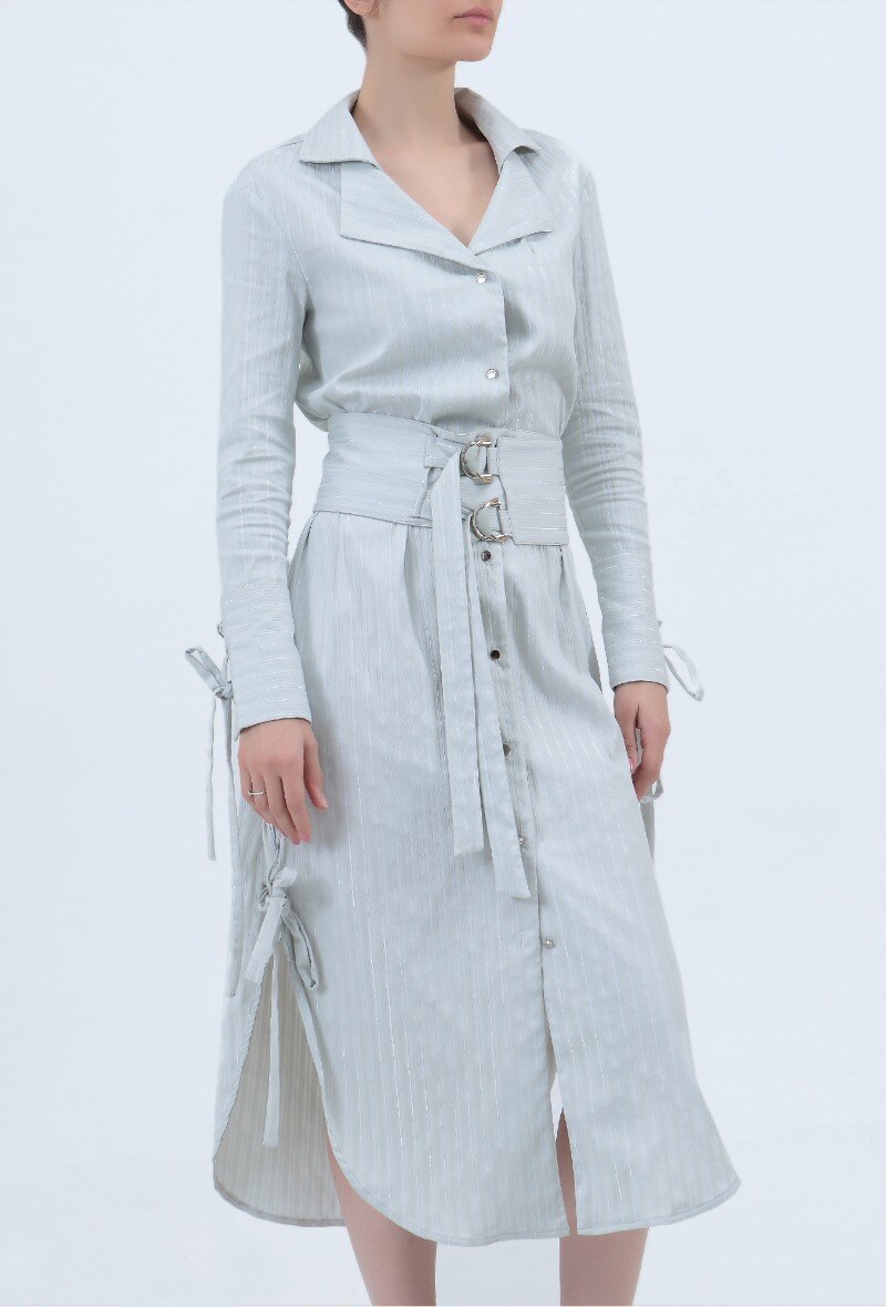 Mayorista Smart and Joy - Vestido camisero a rayas diplomáticas