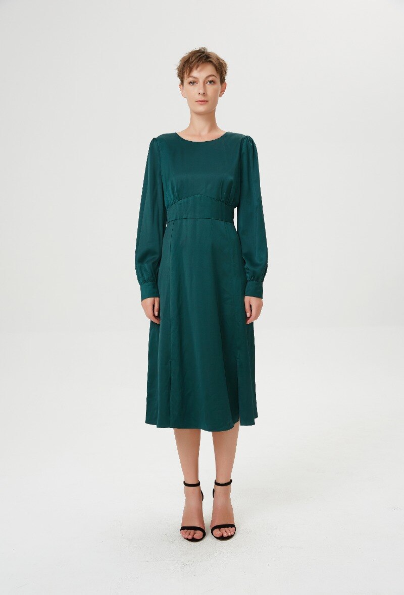 Grossiste Smart and Joy - Robe chemisier fluide ajustée et évasée
