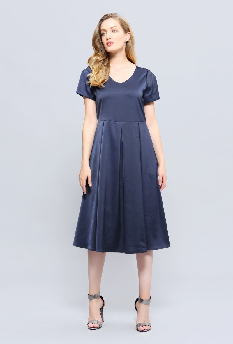 Wholesaler Smart and Joy - Fit-and-Flare Satin Dress