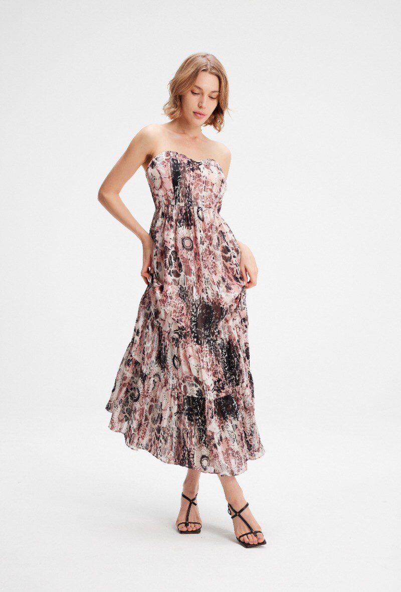 Wholesaler Smart and Joy - Long bustier dress with print