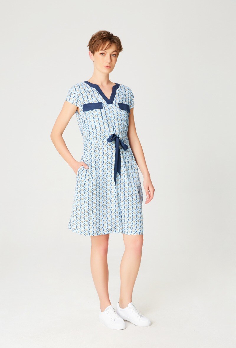 Wholesaler Smart and Joy - Bi-material printed tunic dress