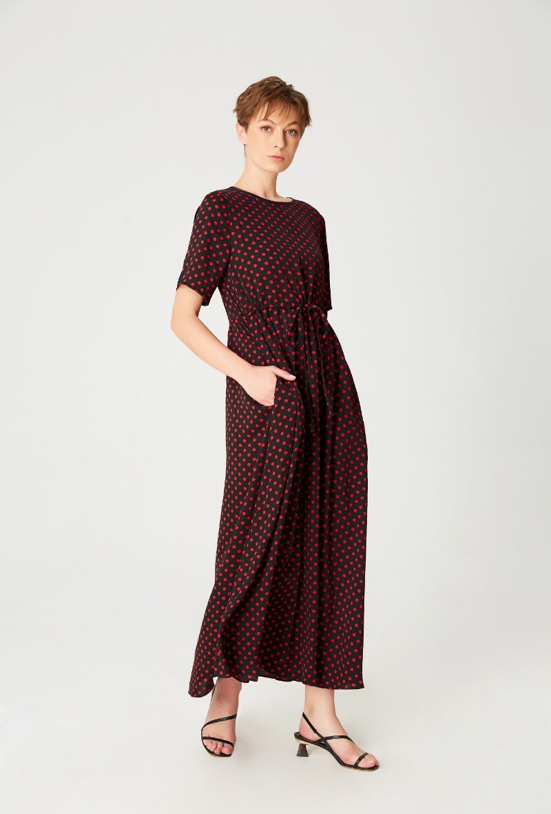 Wholesaler Smart and Joy - Small red dots maxi blouse dress