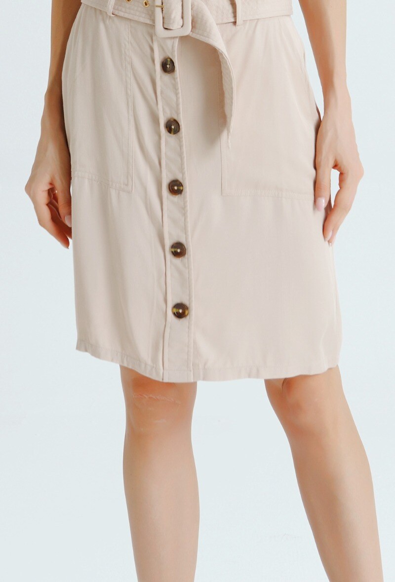 Mayorista Smart and Joy - Vestido camisero de viscosa con cinturón