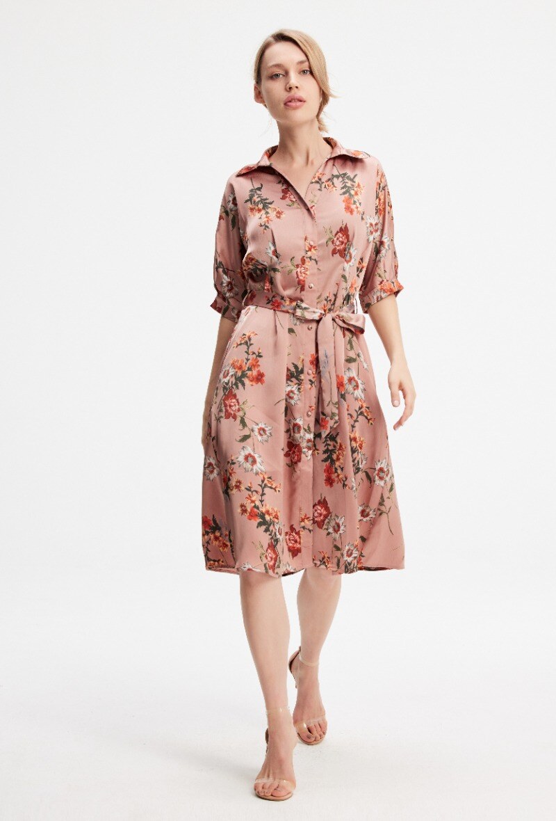 Mayorista Smart and Joy - Vestido de raso con estampado floral