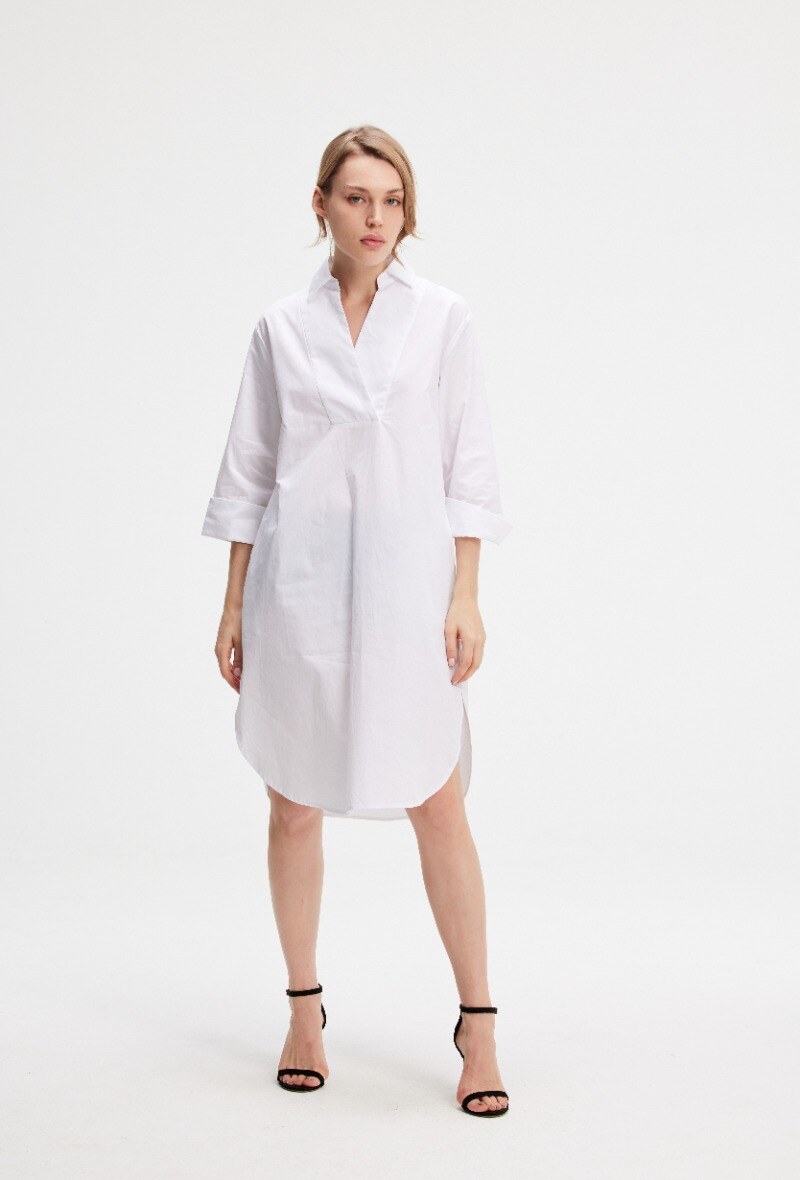 Mayorista Smart and Joy - Camisa de vestir larga de algodón elegante y minimalista.
