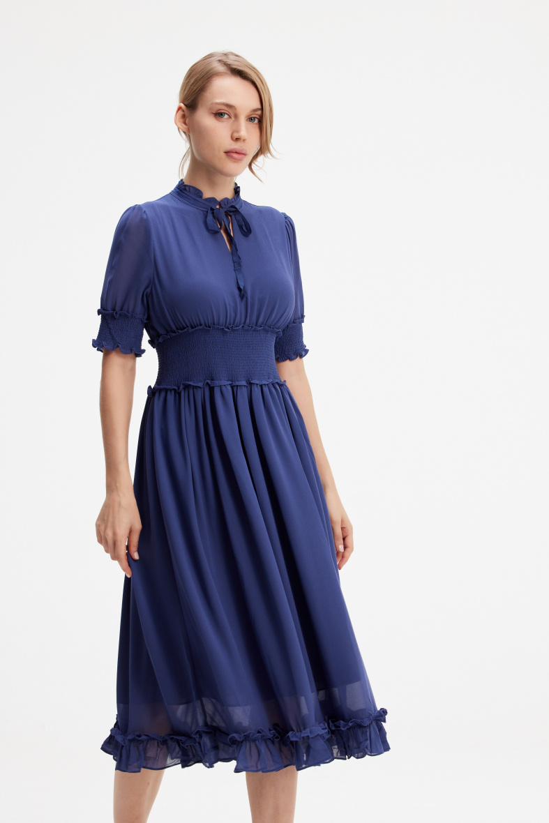 Mayorista Smart and Joy - Vestido evasé estructurado con volantes