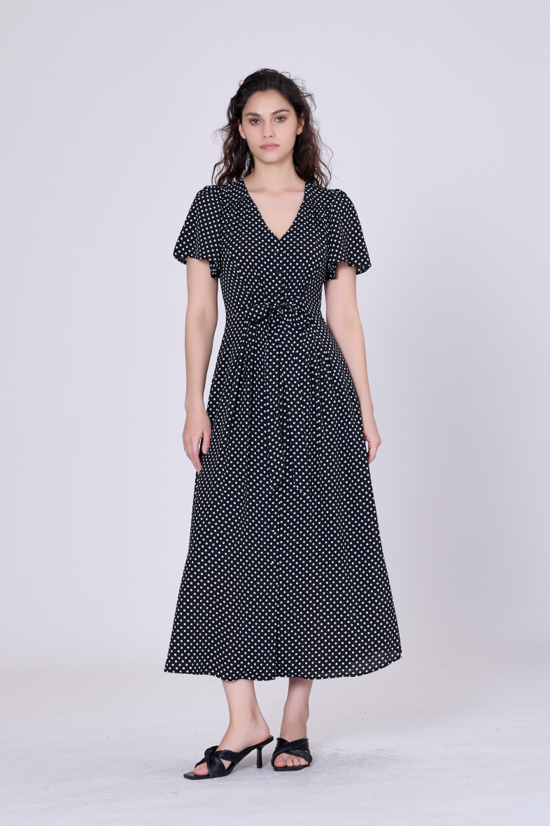 Mayorista Smart and Joy - Vestido de té evasé de lunares