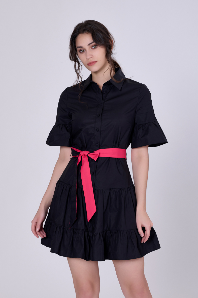 Mayorista Smart and Joy - Vestido skater de algodón con volantes