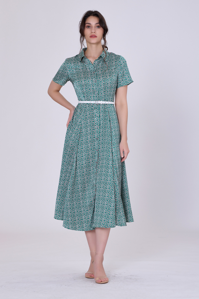 Mayorista Smart and Joy - Vestido de cuadros con cinturón y mangas abullonadas