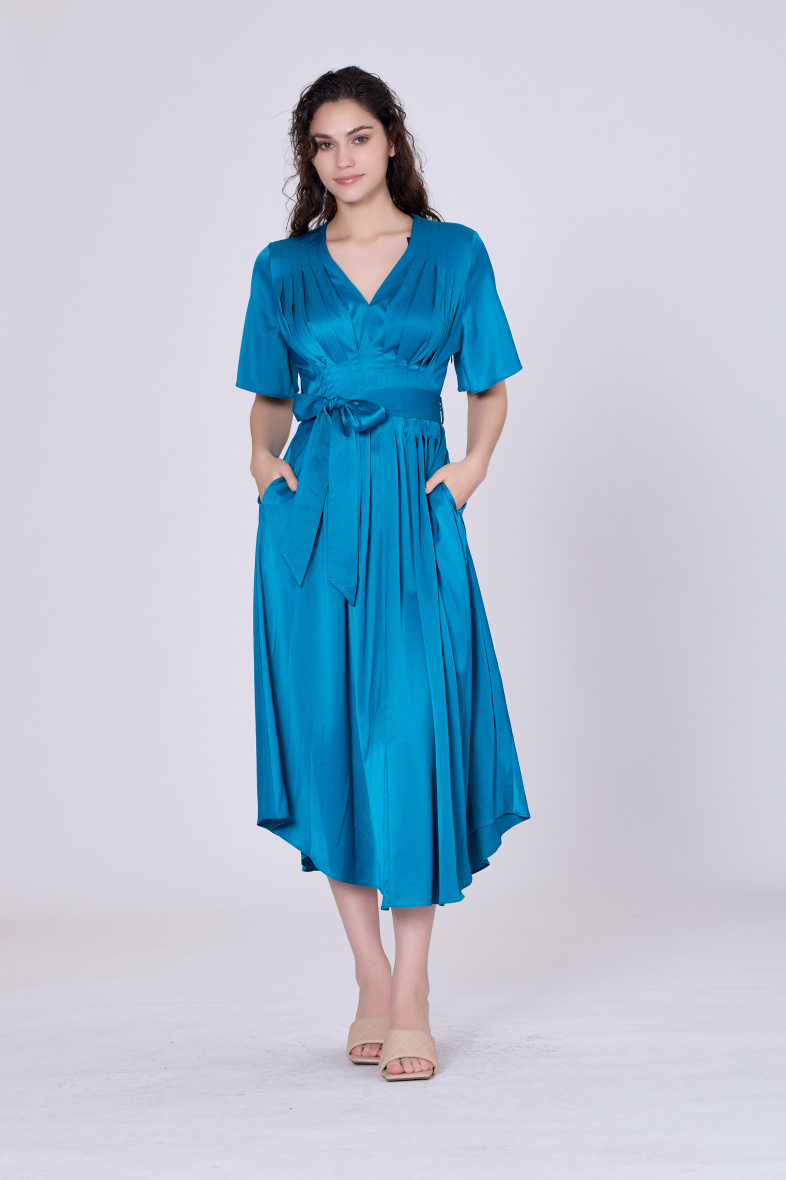 Grossiste Smart and Joy - Robe cache-cœur bleue