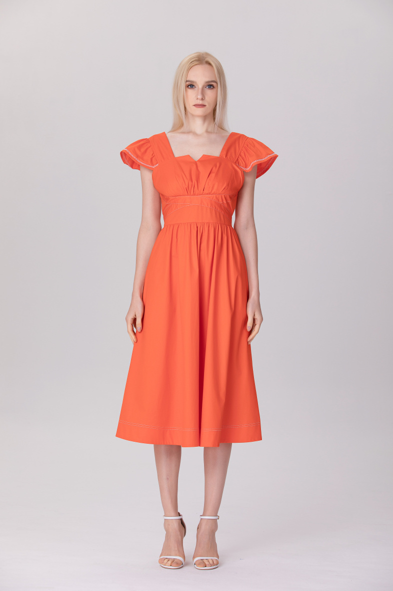 Mayorista Smart and Joy - Vestido cruzado de primavera naranja