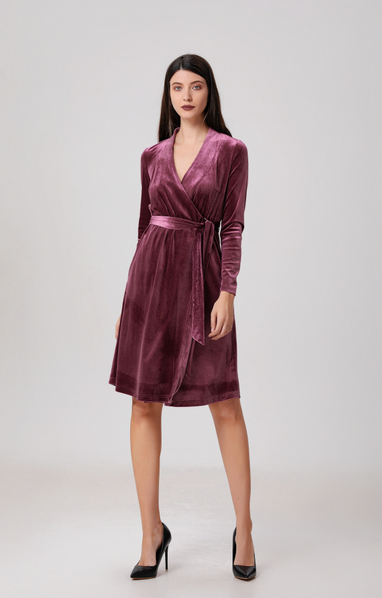 Mayorista Smart and Joy - Vestido cruzado de terciopelo
