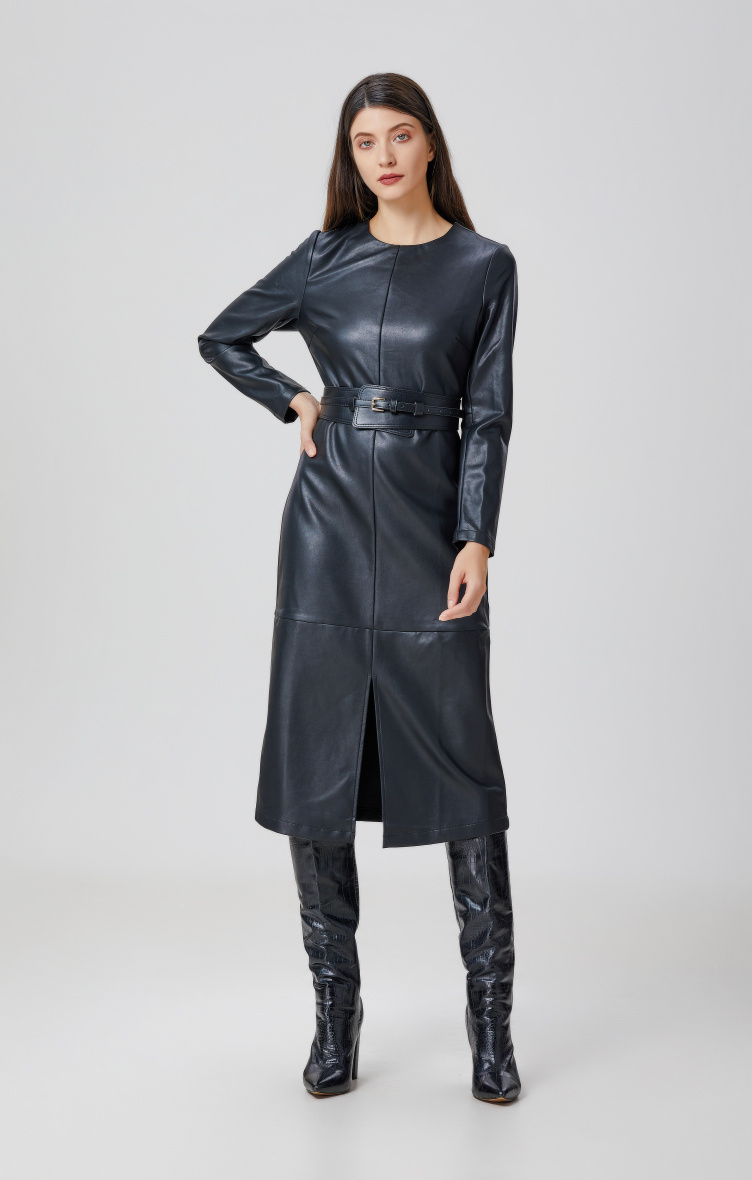 Grossiste Smart and Joy - Robe à manches longues en simili cuir