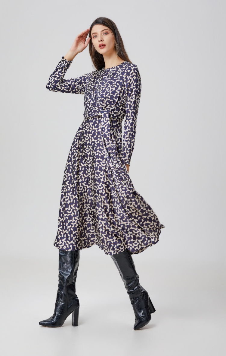 Mayorista Smart and Joy - Vestido midi de satén con paneles anudados