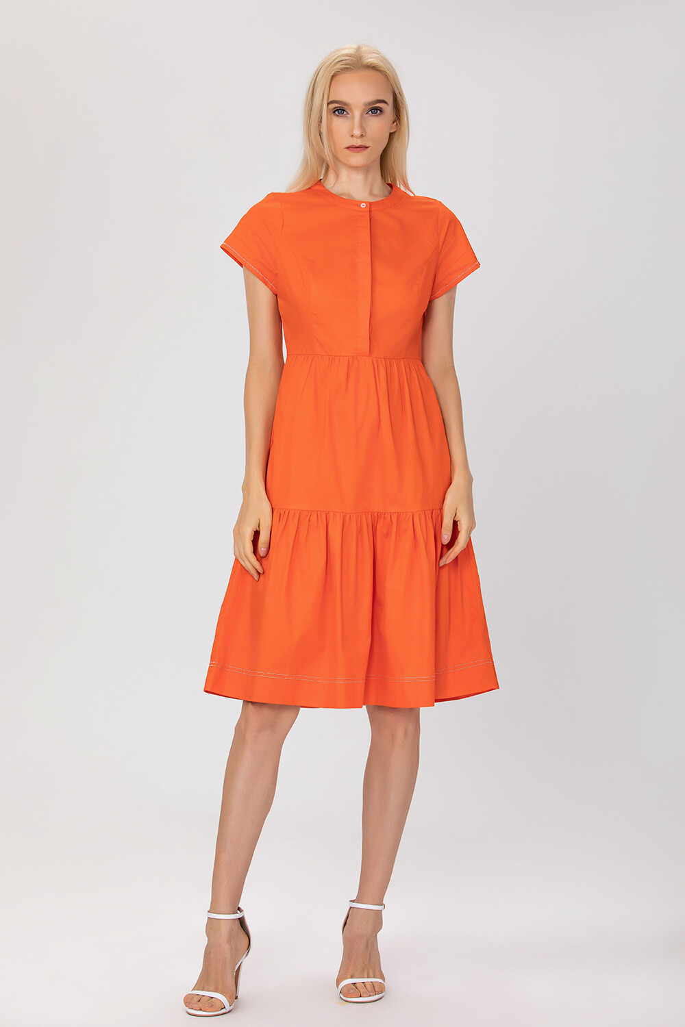 Grossiste Smart and Joy - Robe chemise ajustée et évasée en coton