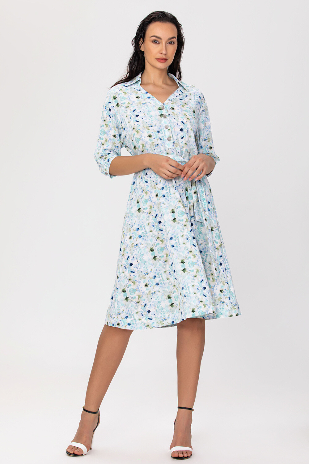 Grossiste Smart and Joy - Robe chemise à imprimé floral et décolleté en V