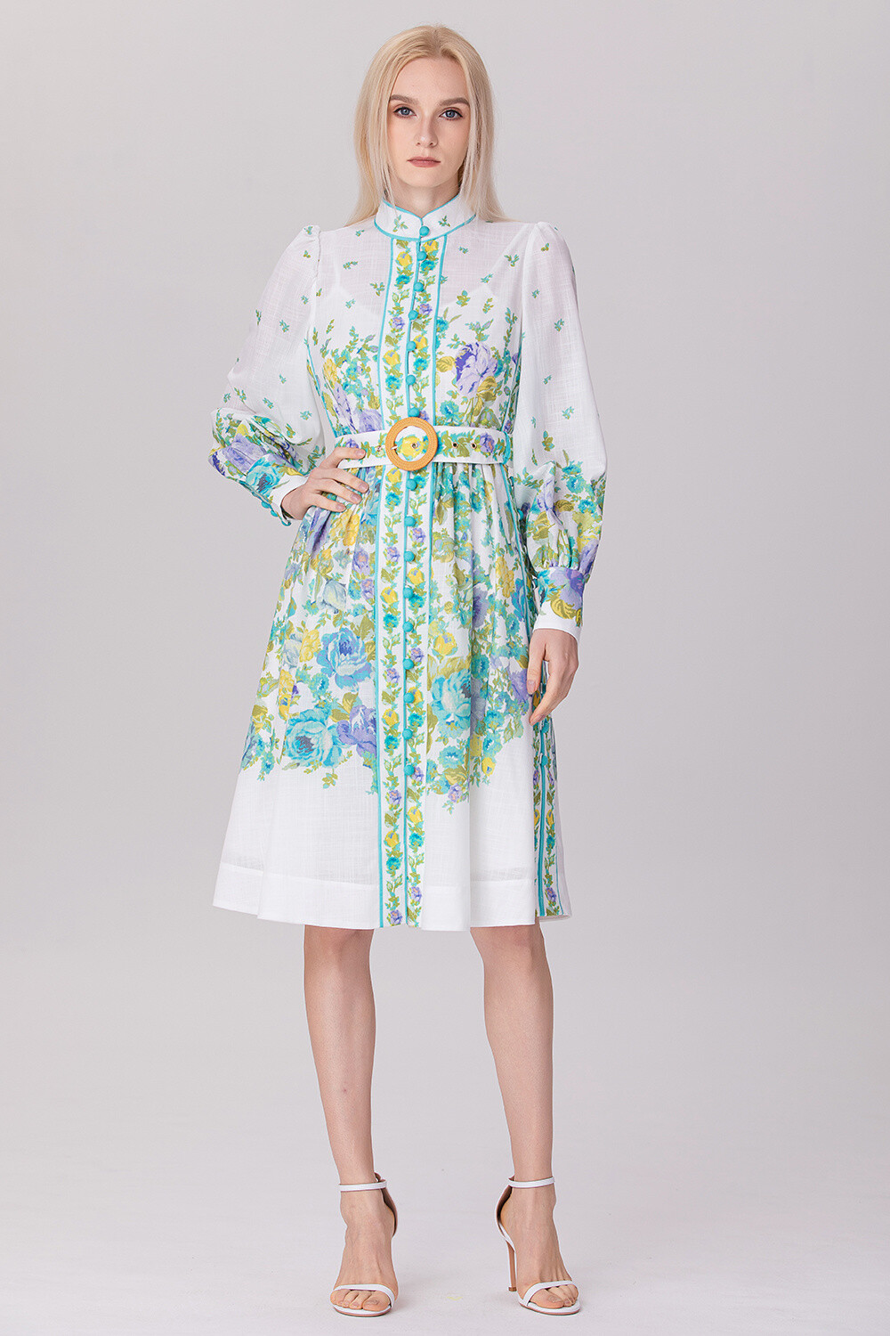 Grossiste Smart and Joy - Robe mi-longue à imprimé floral placé