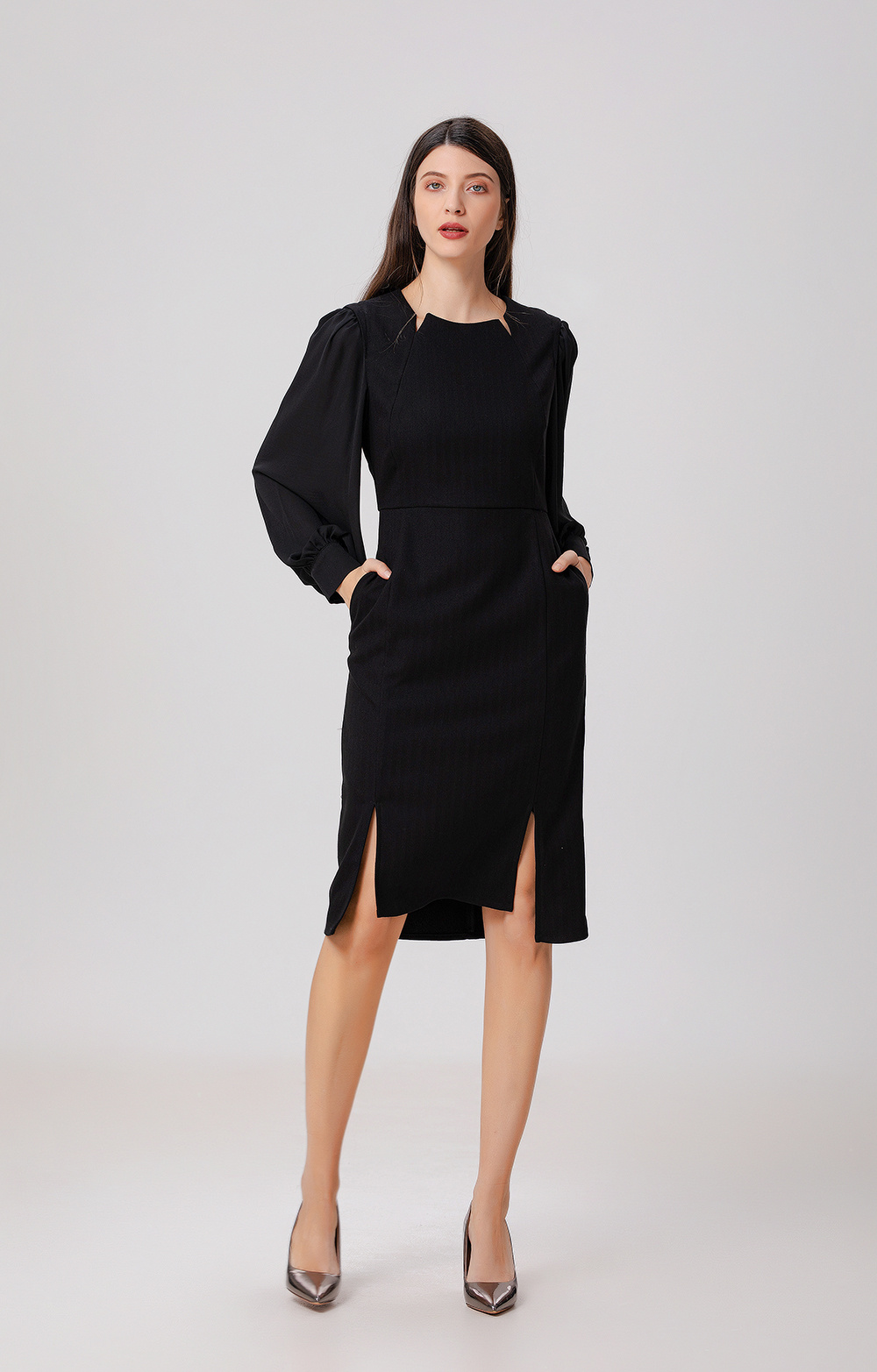 Grossiste Smart and Joy - Robe tailleur à manches en mousseline
