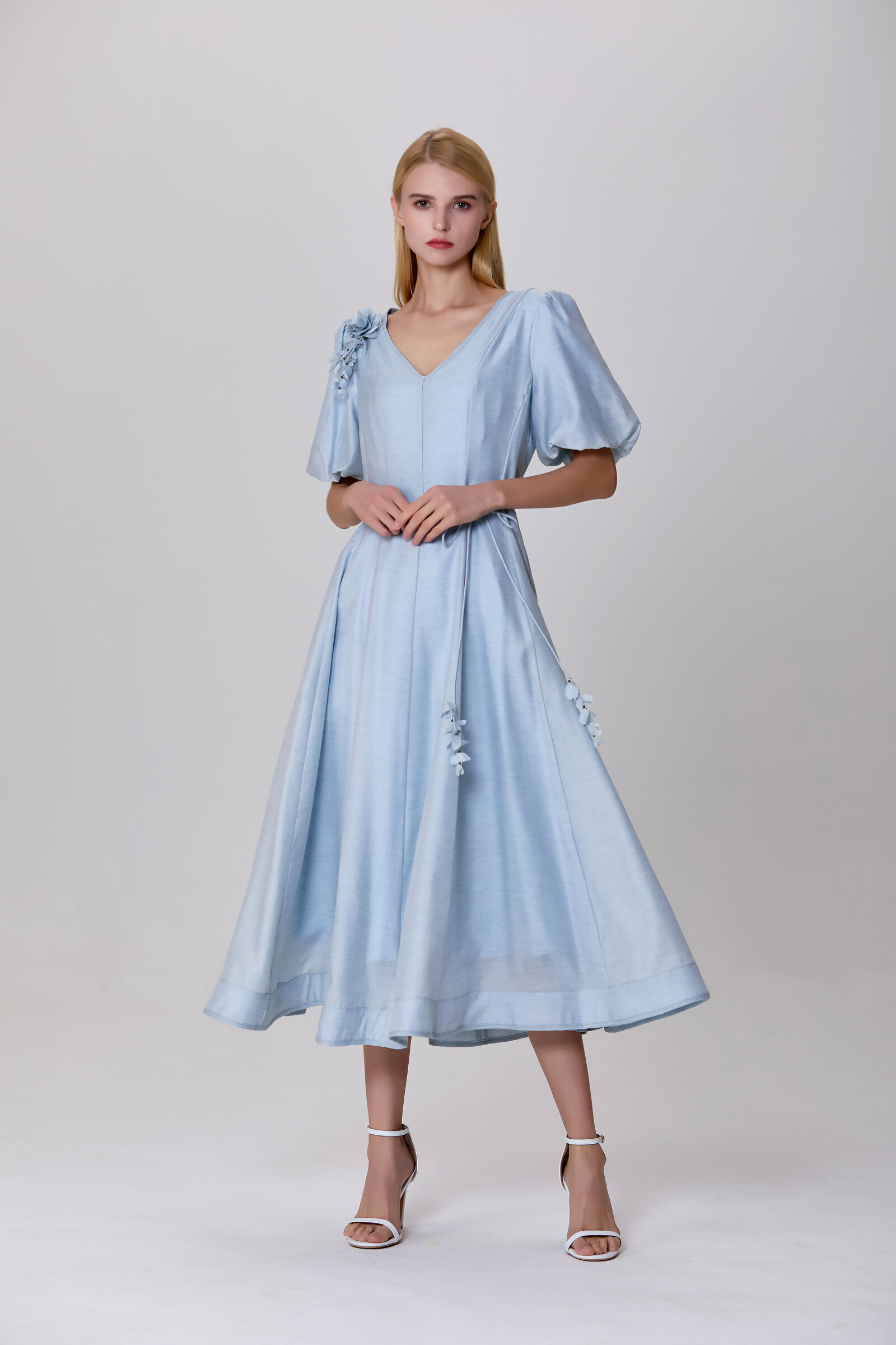 Grossiste Smart and Joy - Robe de soirée à décolleté en V avec ourlet câblé