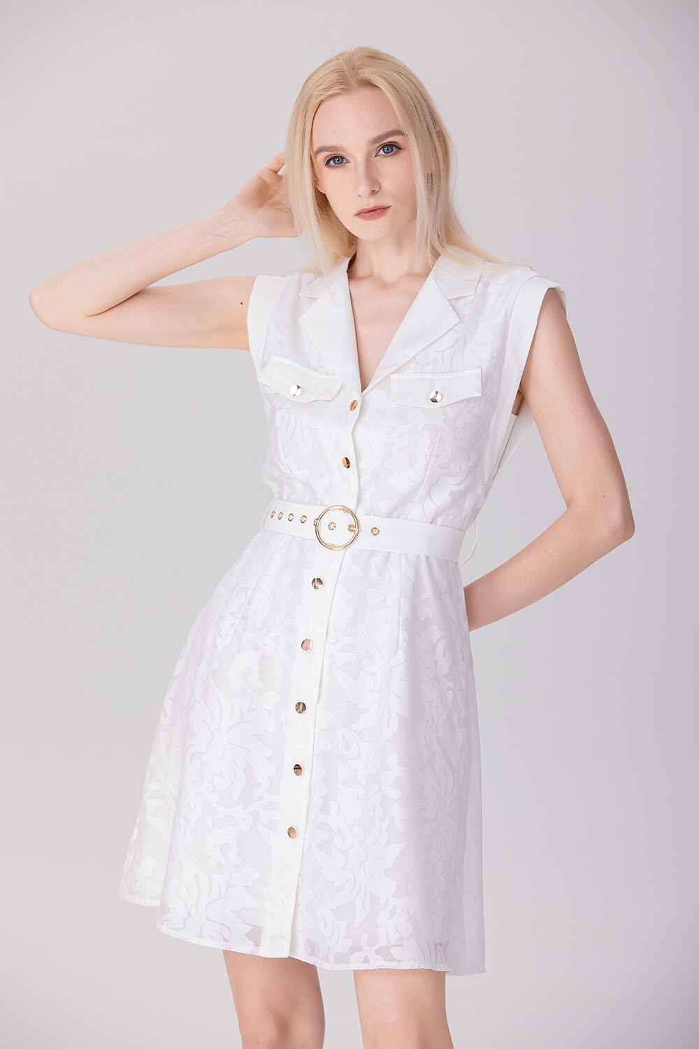 Grossiste Smart and Joy - Robe style safari en organza fleuri
