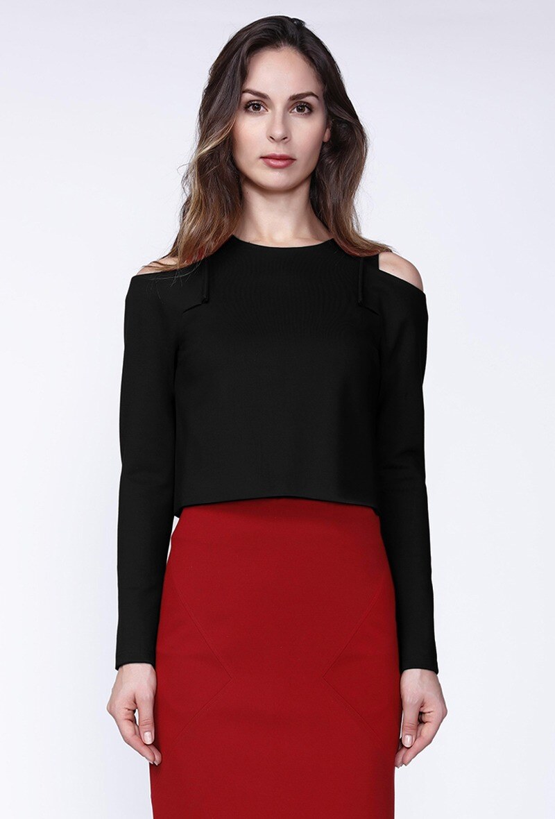 Wholesaler Smart and Joy - Off-the-shoulder cropped jersey top