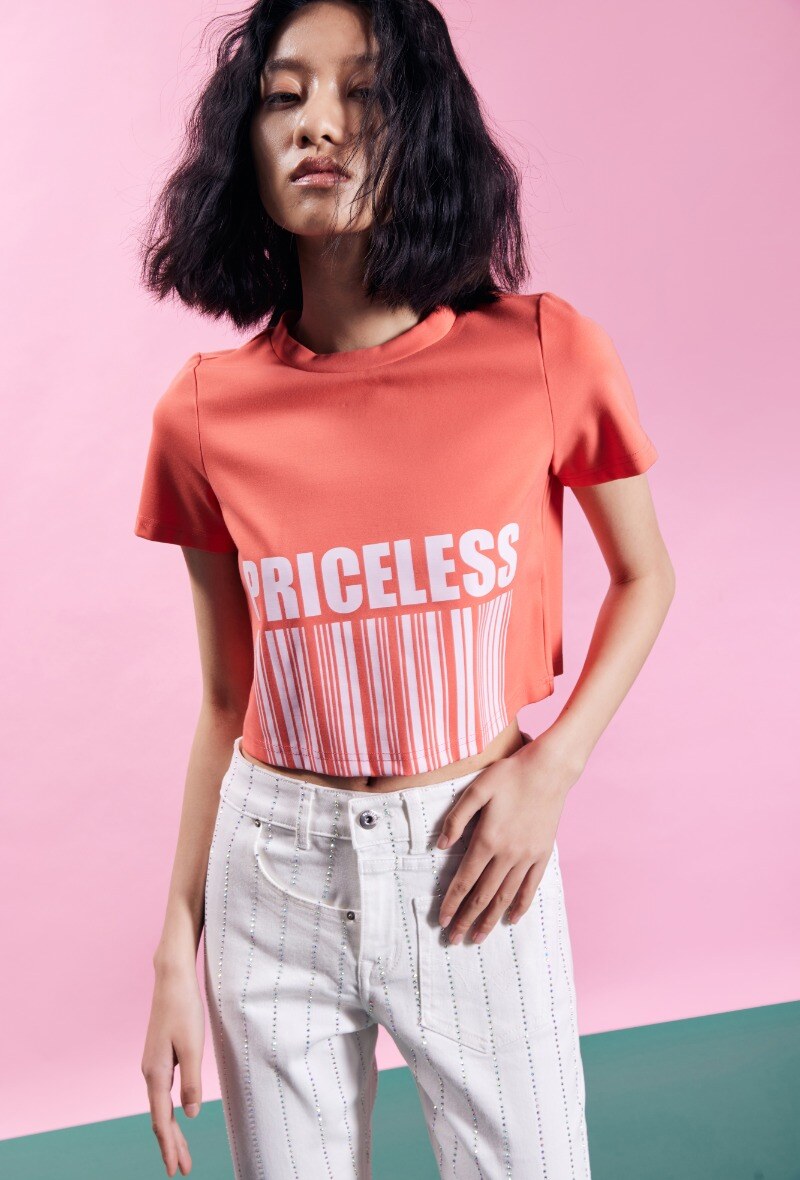 Mayorista Smart and Joy - Camiseta corta de viscosa estampada
