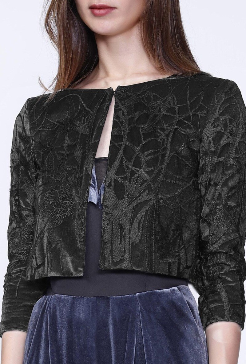 Grossiste Smart and Joy - Veste courte en dentelle et velours