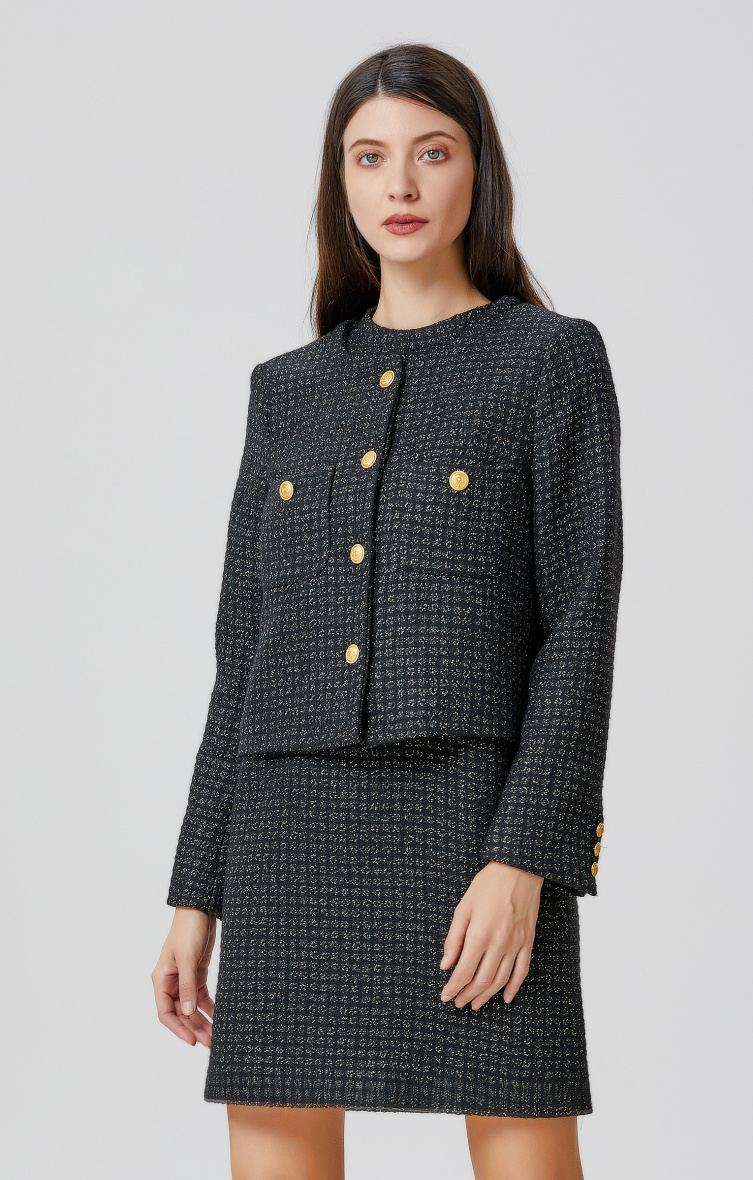 Grossiste Smart and Joy - Veste tweed à boutons dorés