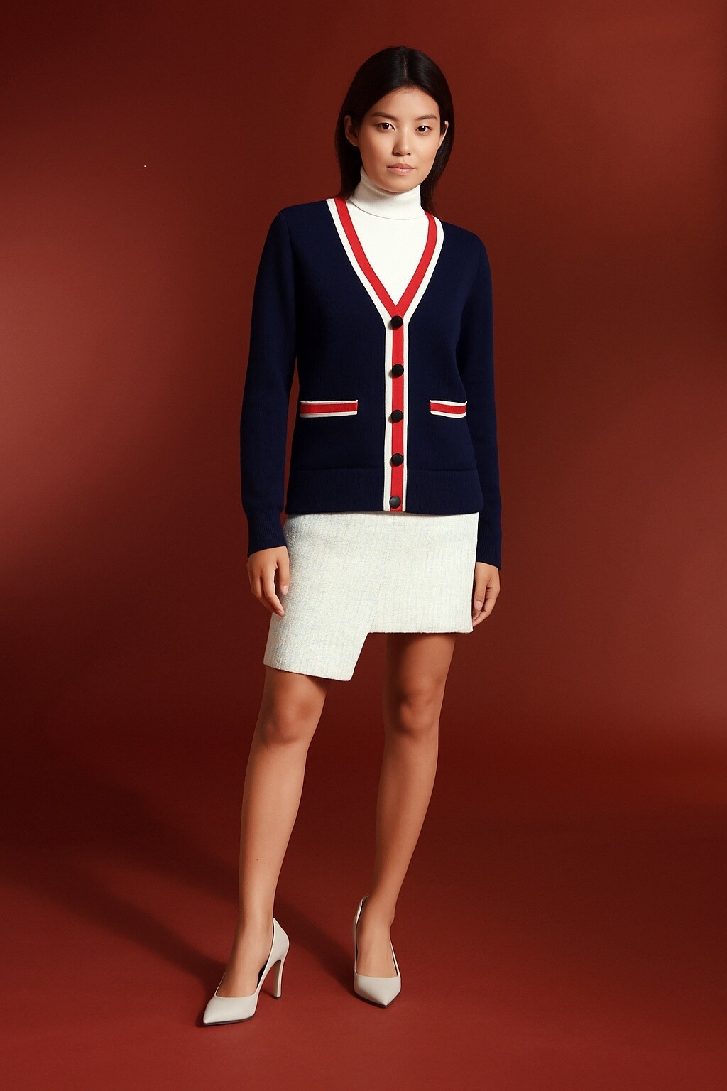 Grossiste Smart and Joy - Cardigan à bords contrastés