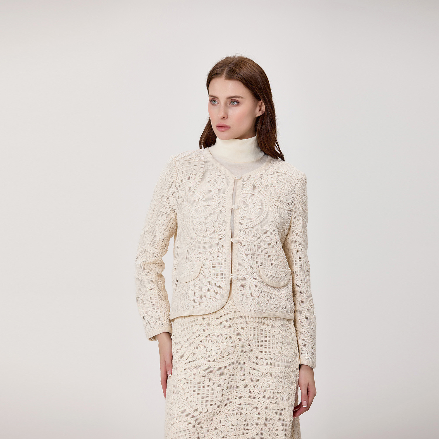 Großhändler Smart and Joy - Kurze Jacke aus Guipure-Spitze