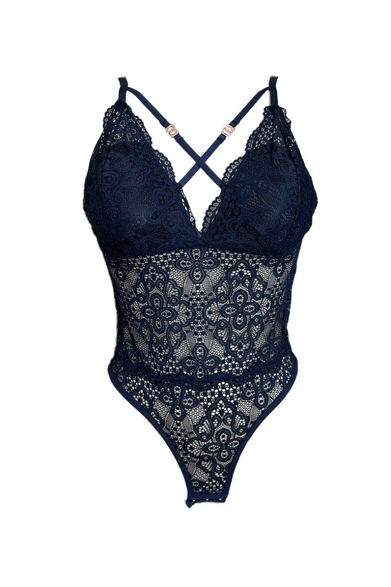 Body Dentelle LdP Avec String Intégré - Taille 70 (B) - Noir - Fabriqué En Italie