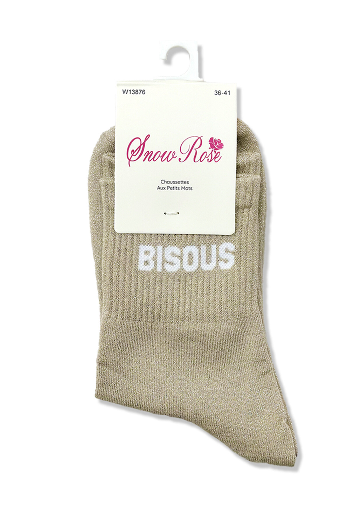 Grossiste Snow Rose - Chaussettes brillantes "BISOUS"
