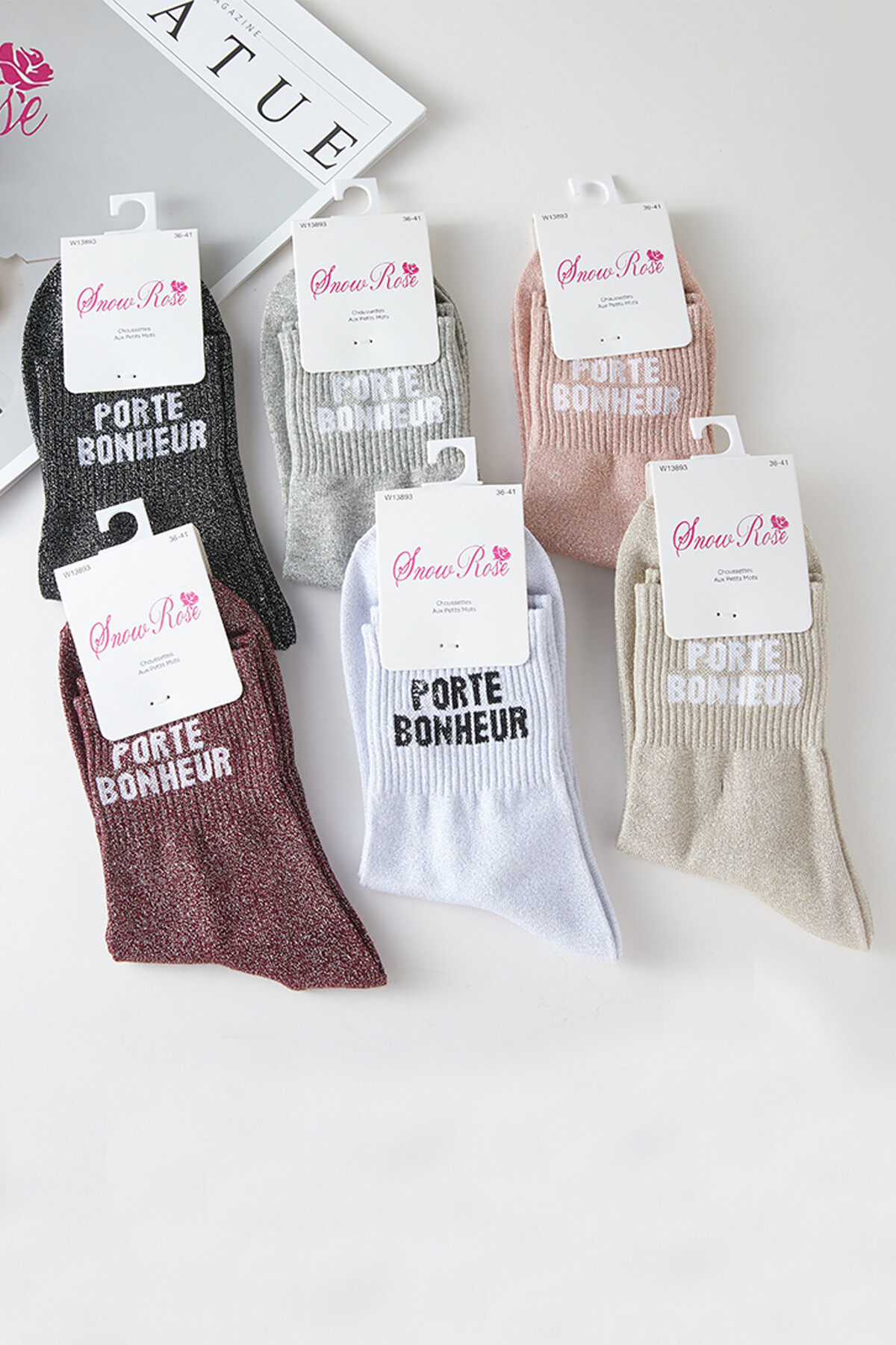 Großhändler Snow Rose - Glänzende Socken „Mom ❤️“