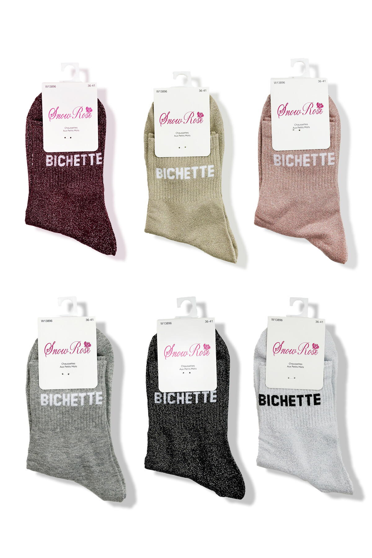 Großhändler Snow Rose - Glänzende Socken „Mom ❤️“